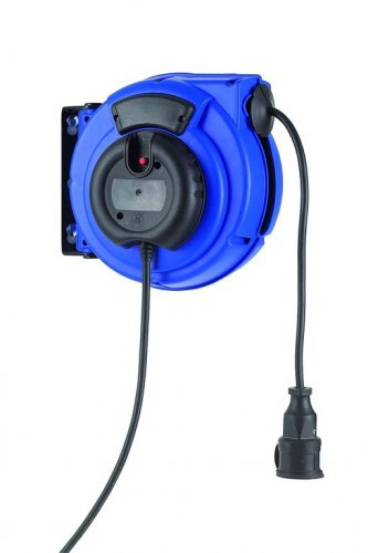 KBZ10PT HEDI Самосматывающийся удлинитель с креплением на стену/IP20/10м H05VV-F3G1,5/синий