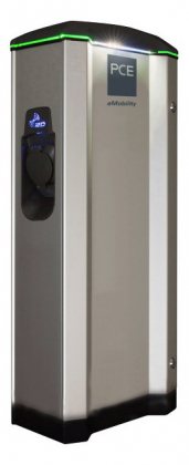 350203001 PCE Напольная зарядная станция LS4 Compact 2х22kW, розетка Типа 2 + 2xУЗО (Тип А+DC)+4G+RFID+bESingle