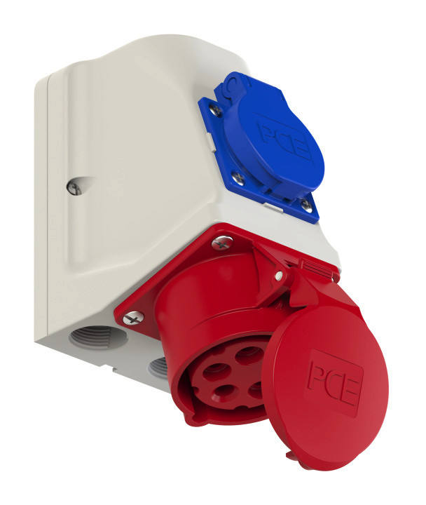 9215-6f PCE Розетка наст комб 16А/400V/3P+N+E/IP44