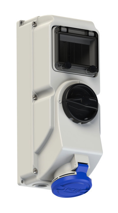 7823-6 PCE Розетка настен. с выкл. и блокир.32A/230V/1P+N+E/IP44, с держат. предох.(предох. не уком)