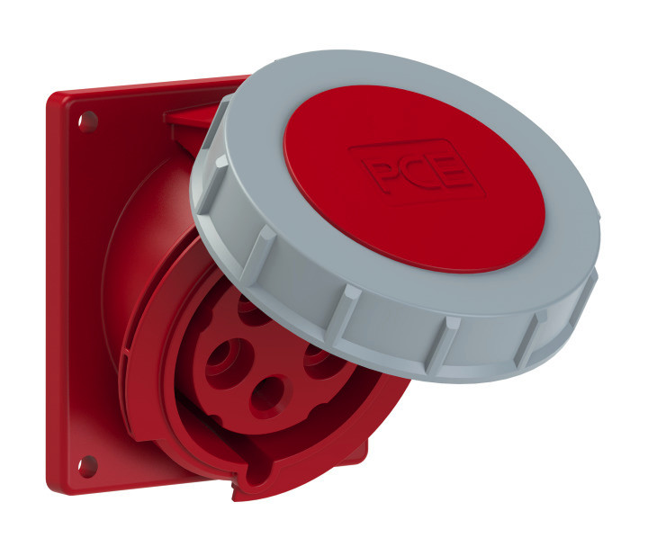 4252-6tt PCE Розетка встраиваемая наклонная 32А/400V/3P+N+E/IP67, фланец 92x100, безвинтовое подключ