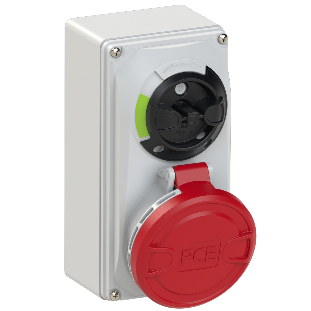 6125-6 PCE Розетка настенная 32А/400V/3P+N+E/IP44, с выключателем и блокировкой