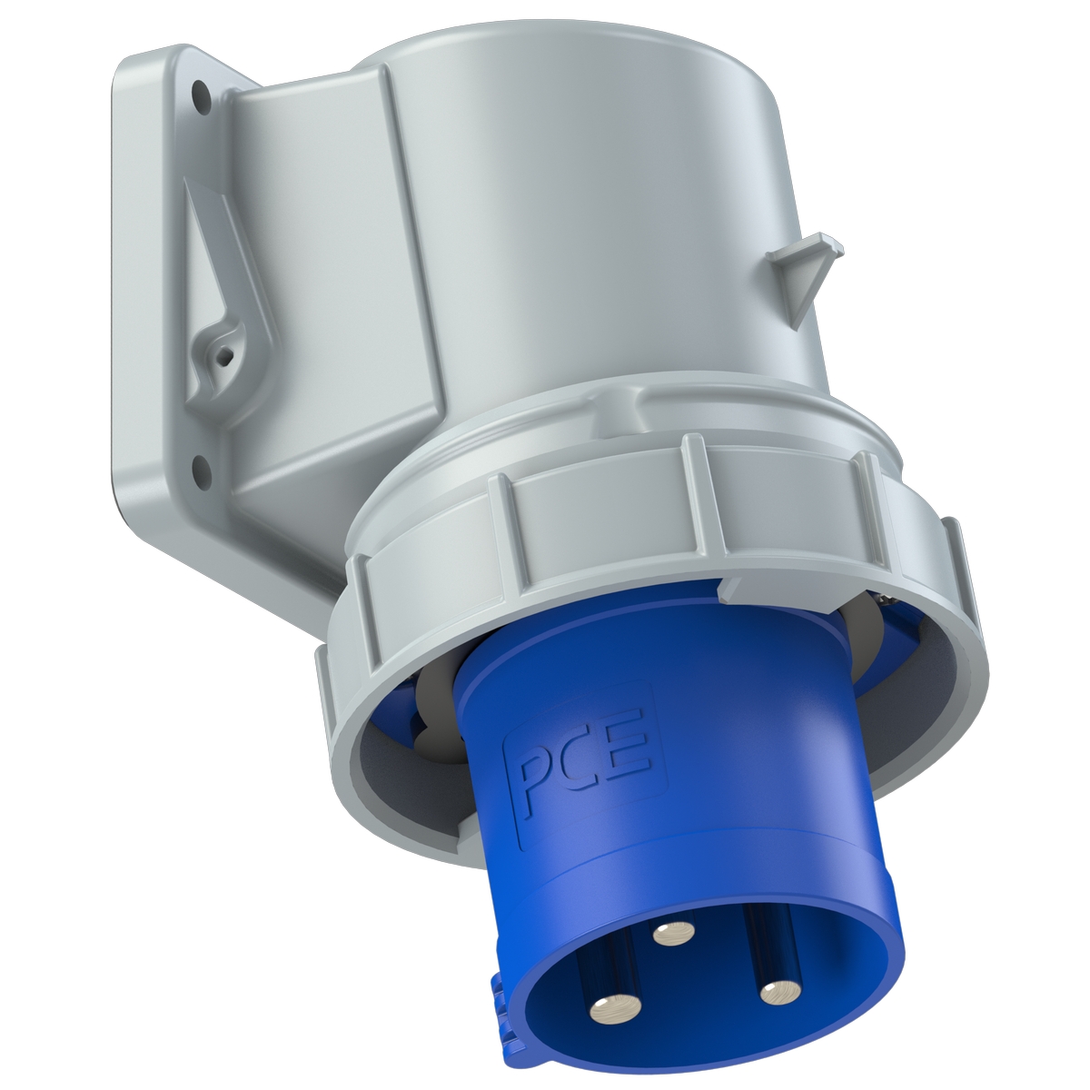 77733-6k PCE Вилка встраиваемая угловая 63А/230V/1P+N+E/IP67, фланец 116x91