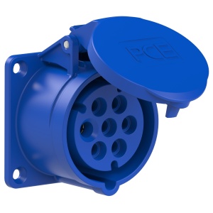 317-9v Розетка встраиваемая 16А/230V/6P+E/IP44, фланец 70x70, никелированные контакты 