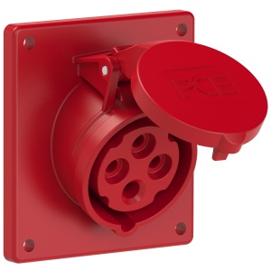 414-6f9 PCE Розетка встраиваемая наклонная 16А/400V/3P+E/IP44, фланец 92x100