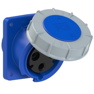 433-6 PCE Розетка встраиваемая наклонная 63А/230V/1P+N+E/IP67, фланец 100x112