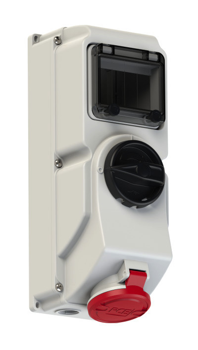 7815-6 PCE Розетка настен. с выкл. и блокир.16A/400V/3P+N+E/IP44, с держат. предох.(предох. не уком)