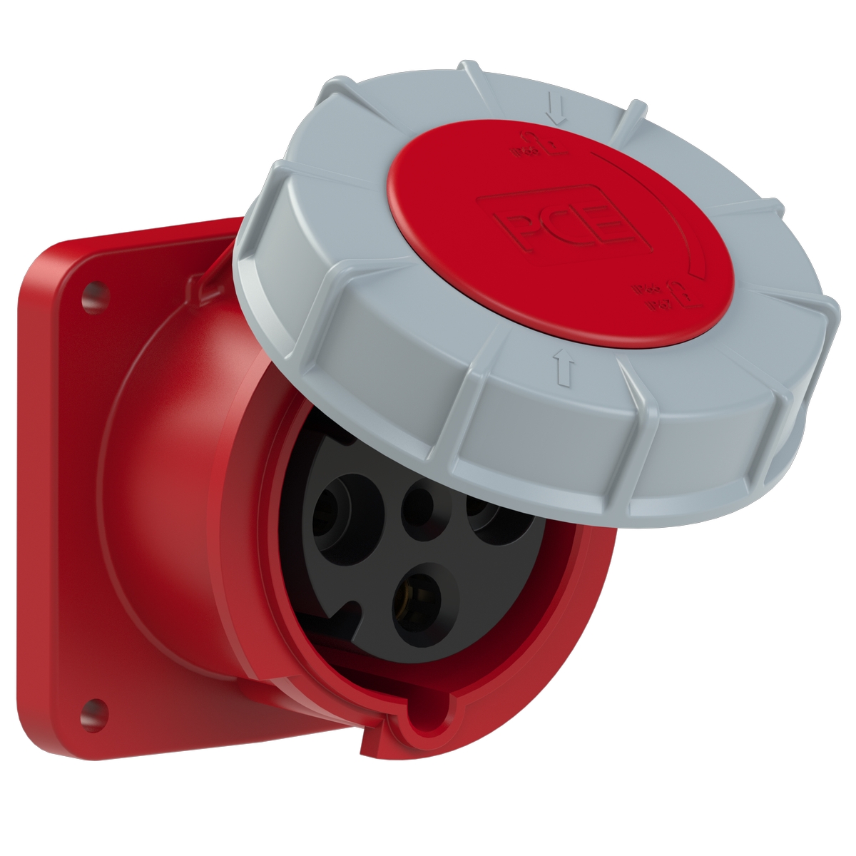 334-6 PCE Розетка встраиваемая 63А/400V/3P+E/IP67, фланец 100x100