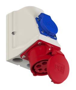 9215-6f PCE Розетка наст комб 16А/400V/3P+N+E/IP44
