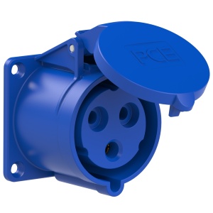 323-6tt PCE Розетка встраиваемая 32А/230V/1P+N+E/IP44, фланец 70x70, безвинтовое подключение