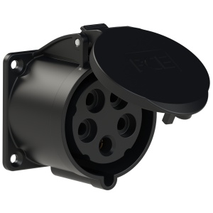 325-6x PCE Розетка встраиваемая 32А/400V/3P+N+E/IP44, черная, фланец 70x70