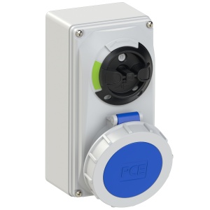 61232-6 PCE Розетка настенная 32А/230V/1P+N+E/IP67, с выключателем и блокировкой