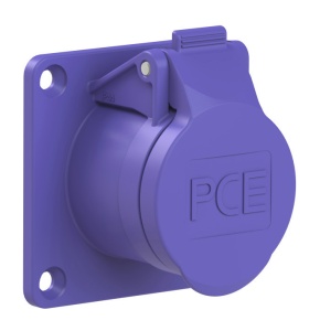 372v PCE Розетка встраиваемая 32A/24V/2P/IP44,фланец 70х70, никелированные контакты 