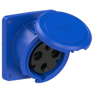 4331-6fd PCE Розетка встраиваемая наклонная 63A/230V/1P+N+E/IP44, фланец 106x110