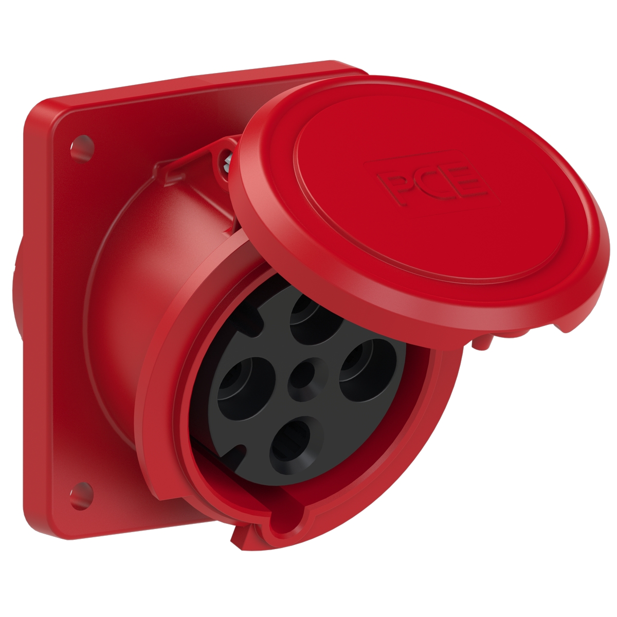 4341-6 PCE Розетка встраиваемая наклонная 63A/400V/3P+E/IP44, фланец 100x112