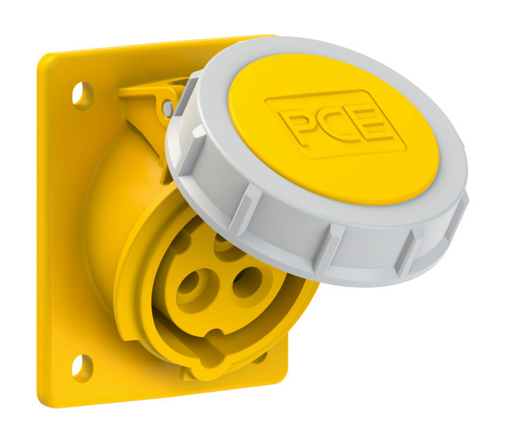 4132-4f78 PCE Розетка встраиваемая наклонная 16А/110V/1P+N+E/IP67, фланец 70x85