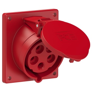 425-6ttf9 PCE Розетка встраиваемая наклонная 32A/400V/3P+N+E/IP44,фланец 92х100, безвинтовое подключ