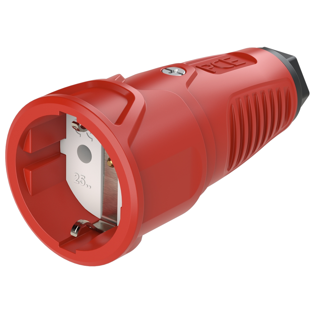 2510-rs PCE Розетка кабельная 16A/250V/2P+E/IP20 корпус красный, маркер черный