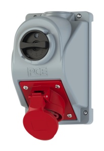 960615501 PCE Розетка 16A/3P+N+E/400V/IP44 с реверсивным переключателем L-0-R и блокировкой 