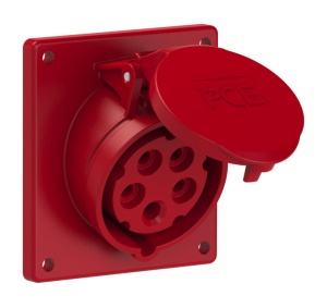 415-6ttf9 PCE Розетка встраиваемая наклонная 16А/400V/3P+N+E/IP44,фланец 92x100,безвинтовое подключ