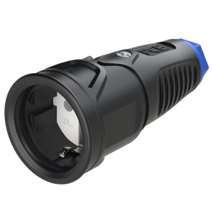 2510-sbw PCE Розетка каб 16A/250V/2P+E/IP20 корпус черный, маркер синий