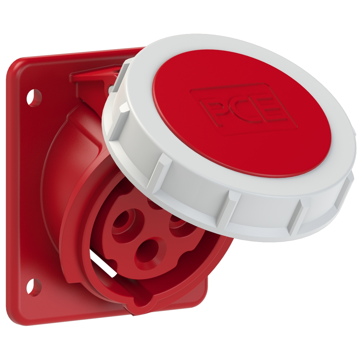 4142-6f87 PCE Розетка встраиваемая наклонная 16А/400V/3P+E/IP67, фланец 75x85