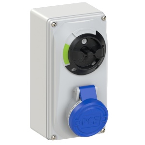 6113-6 PCE Розетка настенная 16A/230V/1P+N+E/IP44, с выключателем и блокировкой