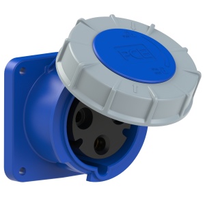 333-6 PCE Розетка встраиваемая 63А/230V/1P+N+E/IP67, фланец 100x100