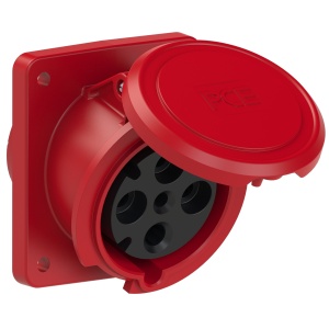 4341-6 PCE Розетка встраиваемая наклонная 63A/400V/3P+E/IP44, фланец 100x112