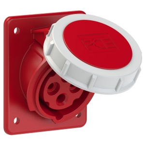 4142-6f8 PCE Розетка встраиваемая наклонная 16А/400V/3P+E/IP67, фланец 80x97,безвинтовое подключение