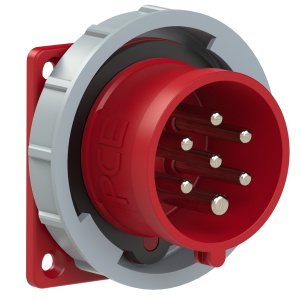 6172-6v PCE Вилка встраиваемая 16A/400V/6P+E/IP67, фланец 75x75, никелированные контакты