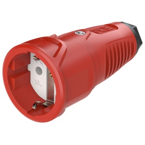 2510-rs PCE Розетка кабельная 16A/250V/2P+E/IP20 корпус красный, маркер черный