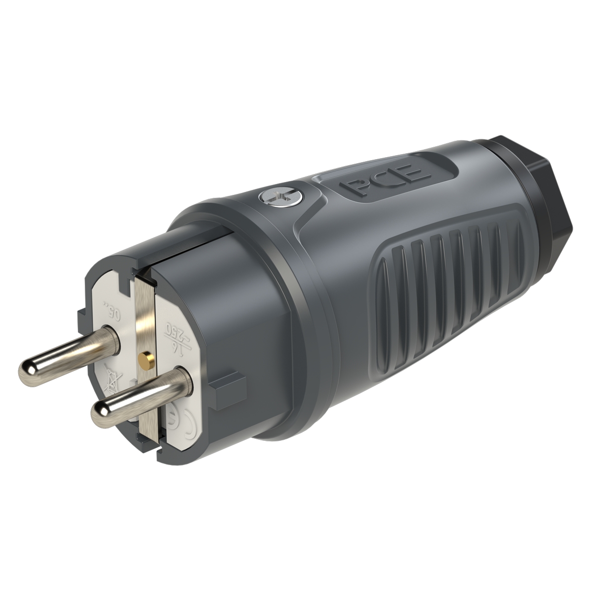 0511-as PCE Вилка кабельная 16A/250V/2P+E/IP54 корпус темносерый, маркер черный