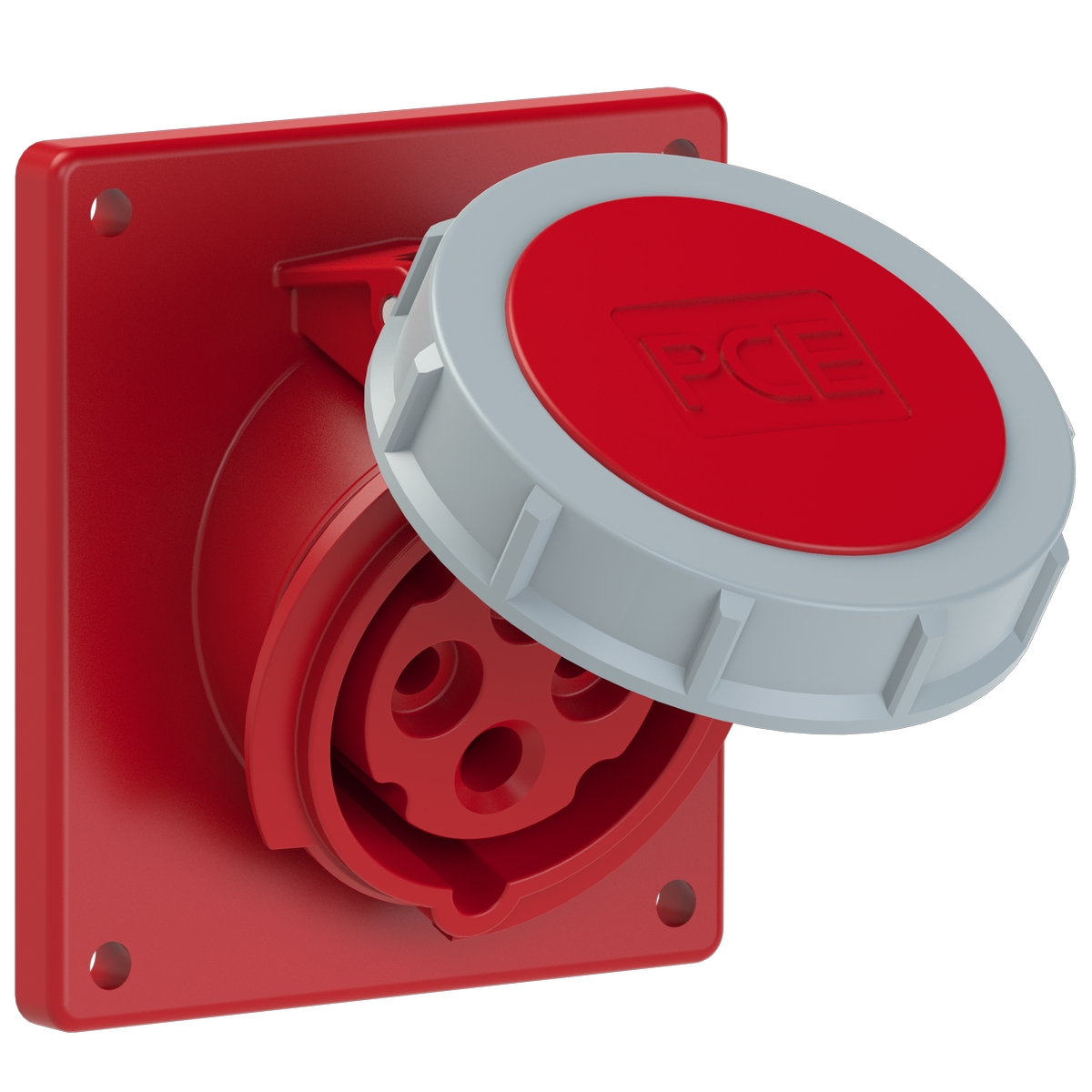 4142-6tt PCE Розетка встраиваемая наклонная 16А/400V/3P+E/IP67,фланец 92x100,безвинтовое подключение