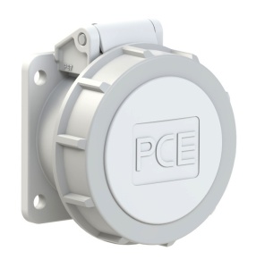 3932-12f9v PCE Розетка встраиваемая 32А/42V/2P+E/IP67, никелированные контакты, фланец 54x60