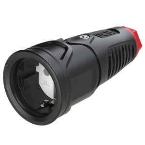 2510-srw PCE Розетка каб 16A/250V/2P+E/IP20 корпус черный, маркер красный