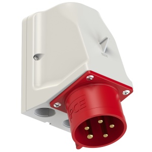 9525-6 PCE Вилка настенная 32A/400V/3P+N+E/IP44 специальный корпус для дополнительных подключений