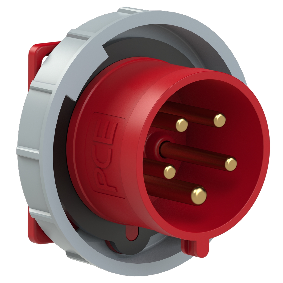 6252-6tt PCE Вилка встраиваемая 32А/400V/3P+N+E/IP67, безвинтовое подключение, фланец 75x75