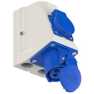 9213-6w PCE Розетка настенная комбинированная 16А/230V/1P+N+E/IP44 + 1GS, без проводов