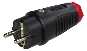 0521-sr PCE Вилка кабельная 16А/250V/2P+E/IP54 корпус черный, маркер красный