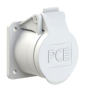383-10f4v PCE Розетка встраиваемая 16А/24-42V/2P+E/IP44, фланец 55х55, никелированные контакты 