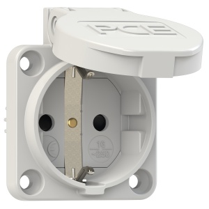 105-0gc PCE Розетка встр 16А/250V/2P+E/IP54 50x50 подкл. сзади со шторками серая
