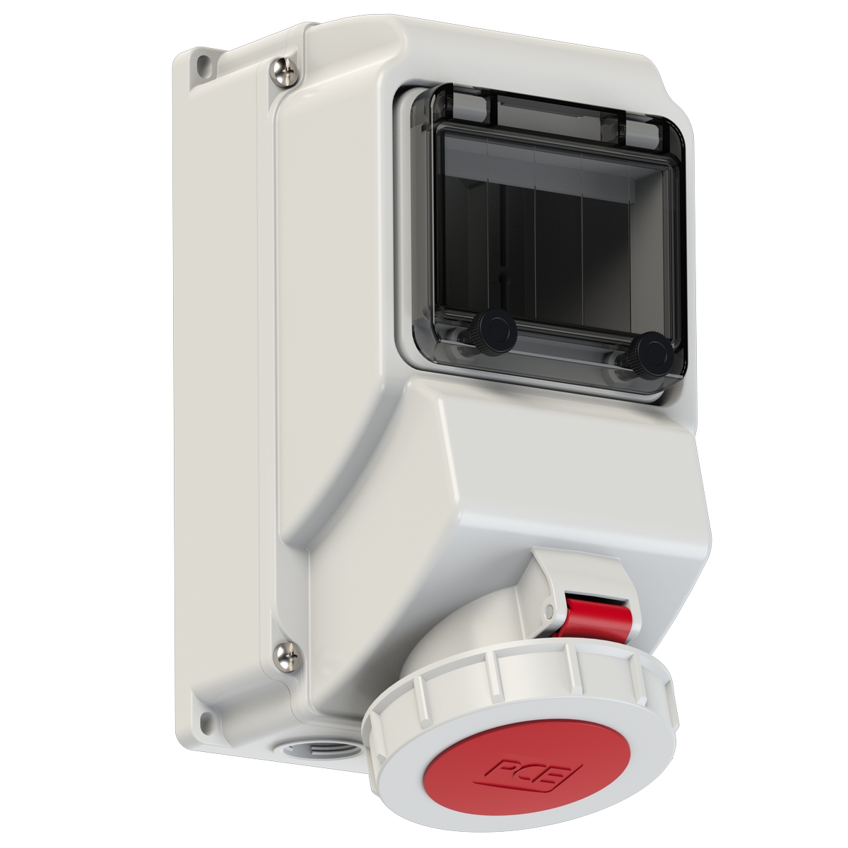 752523-6 PCE Розетка настенная 32А/400V/3P+N+E/IP67 никелирован. контакты, окно 5 модулей, DIN-рейка