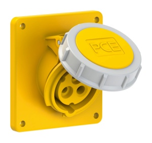 4132-4 PCE Розетка встраиваемая наклонная 16А/110V/1P+N+E/IP67, фланец 92x100