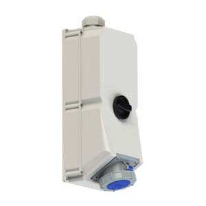 9755102 PCE Розетка настенная 125А/230V/1P+N+E/IP67, с выключателем и блокировкой