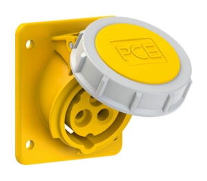 4132-4f87 PCE Розетка встраиваемая наклонная 16А/110V/1P+N+E/IP67, фланец 75x85