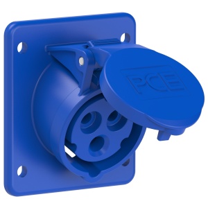 413-6ttf87 PCE Розетка встраиваемая наклонная 16А/230V/1P+N+E/IP44,фланец 75x85, безвинтовое подключ