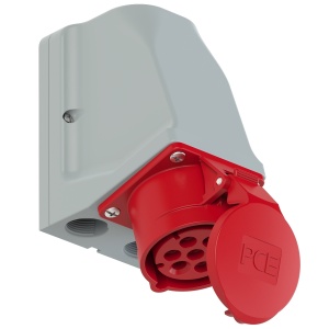 917-6v PCE Розетка настенная 16A/400V/6P+E/IP44, никелированные контакты