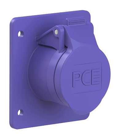 373f87v PCE Розетка встраиваемая 32A/24V/2P+E/IP44,фланец 75х85, никелированные контакты 