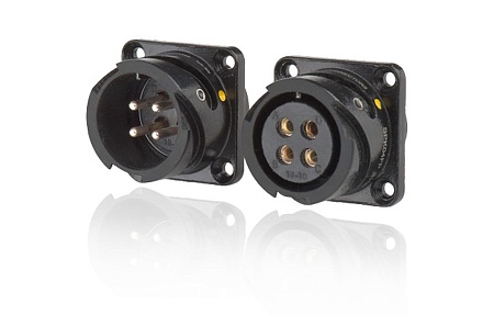 SPK04FPDSST SPK 04 pin розетка панельная, покрытие контактов серебро, под пайку, фиксирующее кольцо рез.,  контакты вставлены